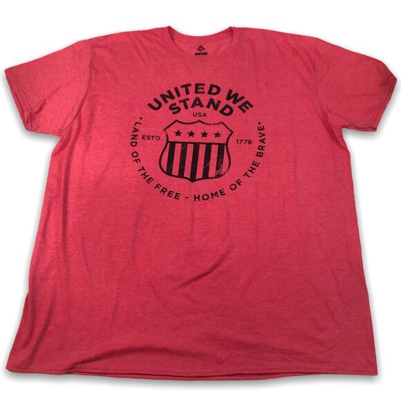 United We Stand Crest Land of the Free Graphic Tee Shirt Men's XXL Red - Picture 1 of 4